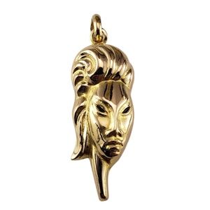 18 Karat Yellow Gold Woman's Head Charm/Pendant #19175